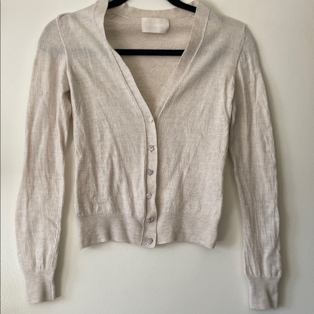 Zadig & Voltaire|Ivory lightweight Cardigan Sweater w/Jeweled Buttons| XS| EUC